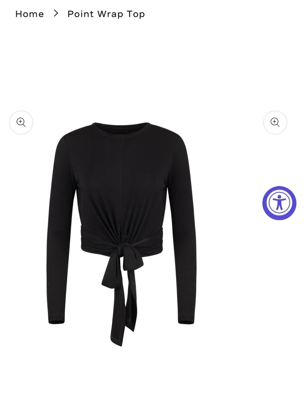 Point Wrap Long Sleeve Top - Black